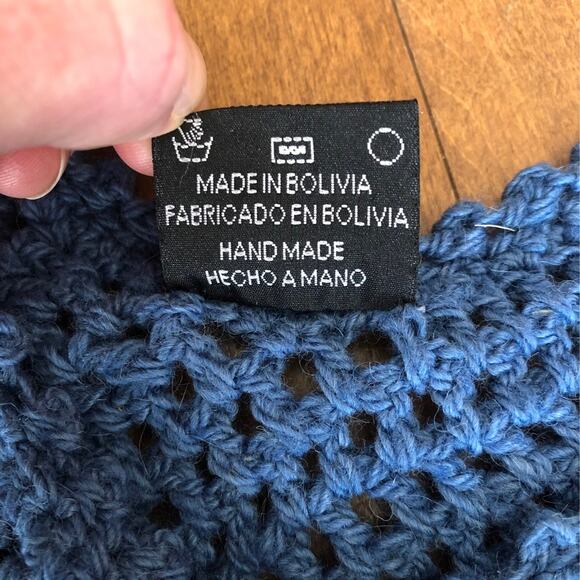 Carolina•Arce•Seifert knit shawl blue vintage looking - Picture 10 of 12